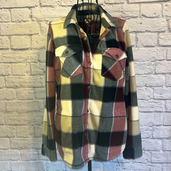 O’Neill Super Plush Fleece Plaid Button-Up Shacket or Top or Jacket - Picture 2 of 7